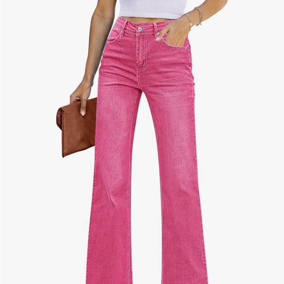 Women's Pink Flare Jeans - Picture 3 of 3